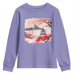 Washington DC Cherry Blossoms Monuments Memorials Youth Sweatshirt Japanese Art Style Mount Fuji Sakura TS11 Violet Print Your Wear