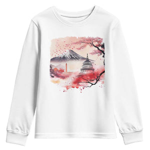 Washington DC Cherry Blossoms Monuments Memorials Youth Sweatshirt Japanese Art Style Mount Fuji Sakura TS11 White Print Your Wear