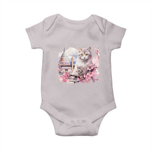 Washington DC Cat Cherry Blossoms Baby Onesie Capitol Building Monuments Memorials Sakura TS11 Ice Gray Print Your Wear