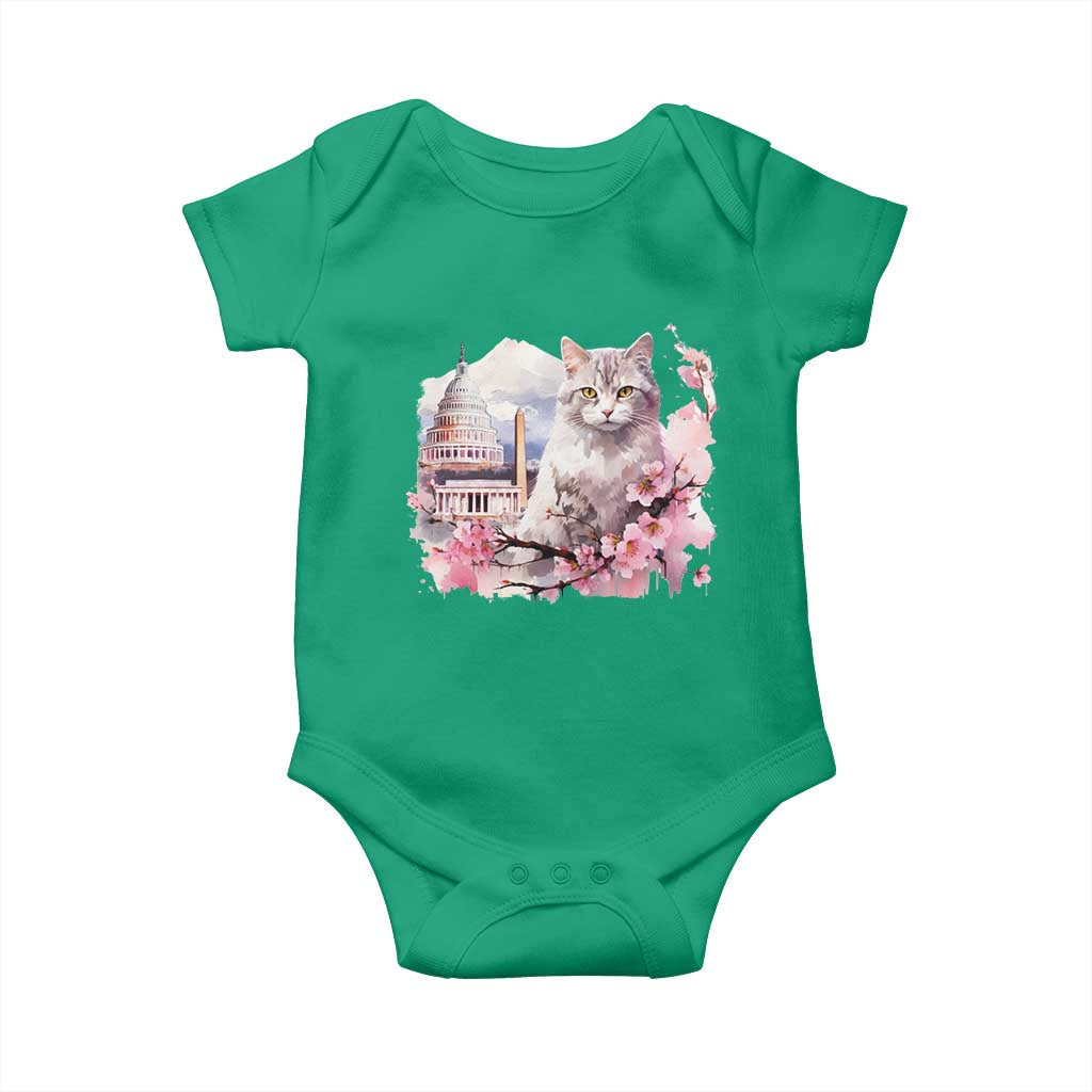 Washington DC Cat Cherry Blossoms Baby Onesie Capitol Building Monuments Memorials Sakura TS11 Irish Green Print Your Wear