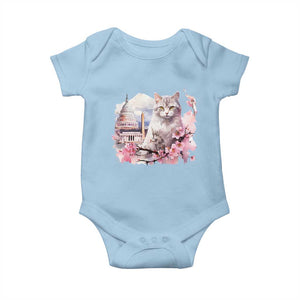 Washington DC Cat Cherry Blossoms Baby Onesie Capitol Building Monuments Memorials Sakura TS11 Light Blue Print Your Wear