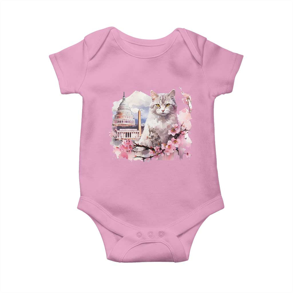 Washington DC Cat Cherry Blossoms Baby Onesie Capitol Building Monuments Memorials Sakura TS11 Light Pink Print Your Wear