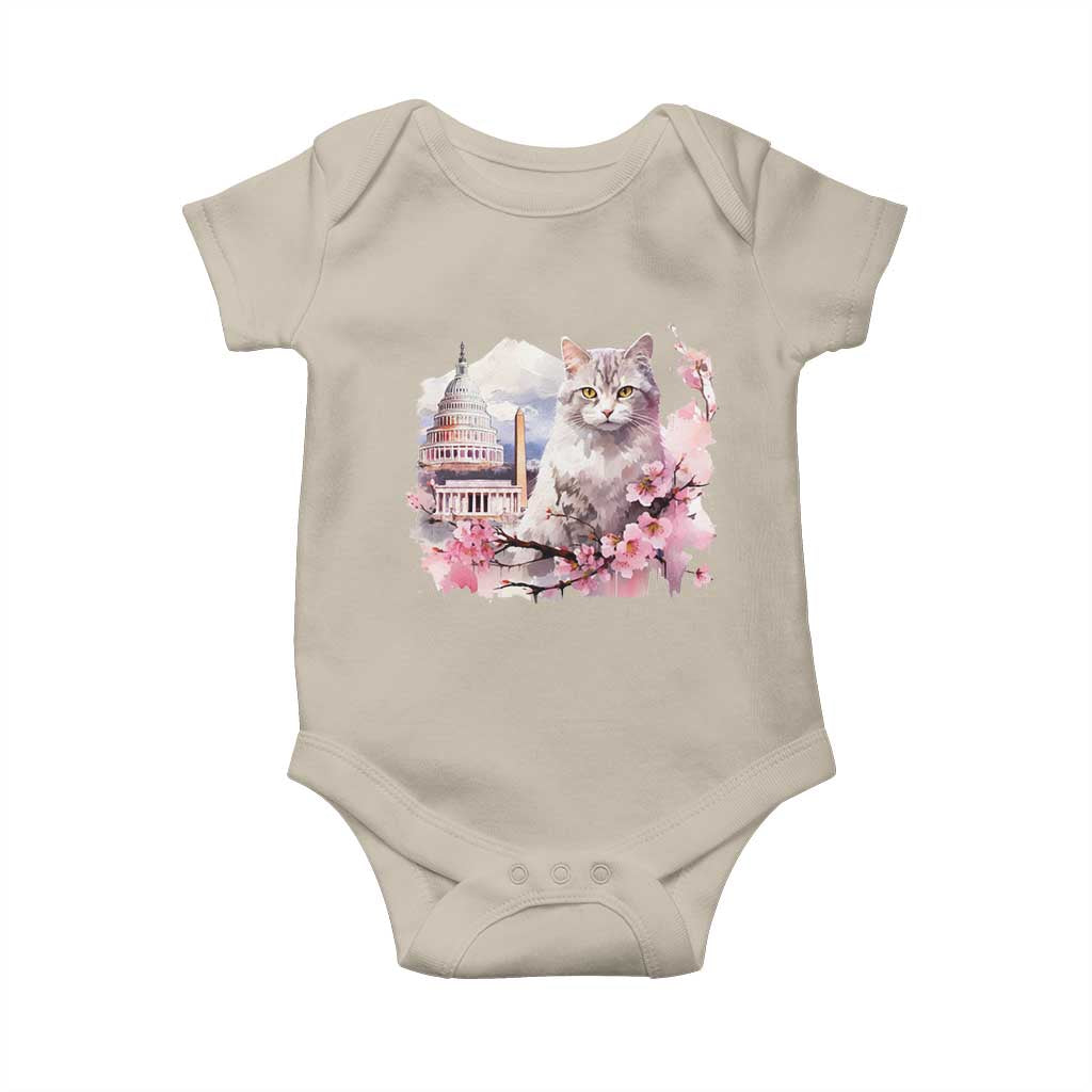 Washington DC Cat Cherry Blossoms Baby Onesie Capitol Building Monuments Memorials Sakura TS11 Sand Print Your Wear