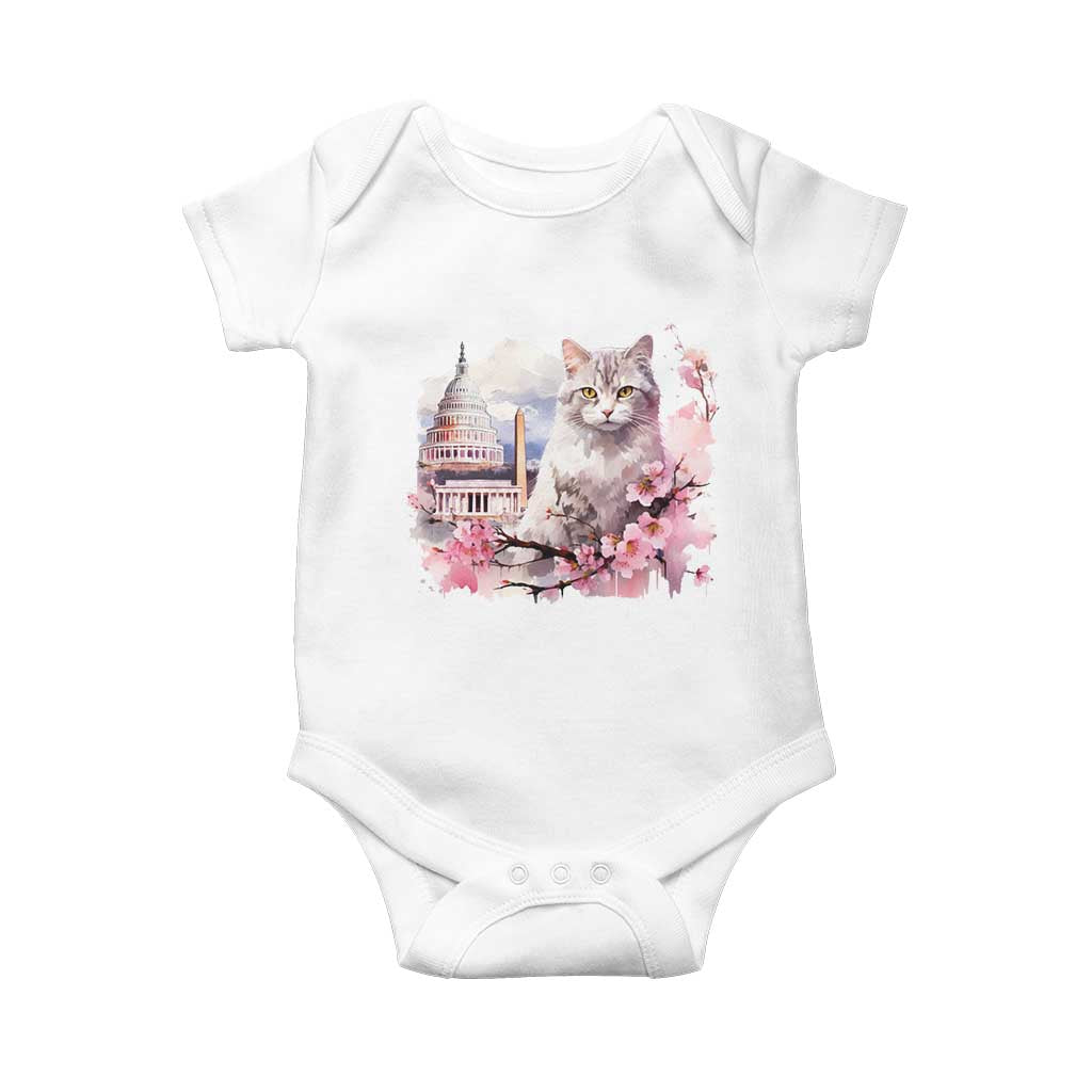 Washington DC Cat Cherry Blossoms Baby Onesie Capitol Building Monuments Memorials Sakura TS11 White Print Your Wear