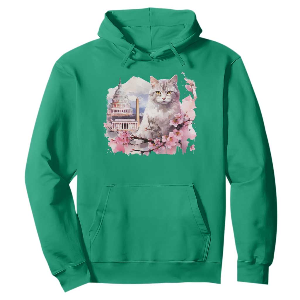 Washington DC Cat Cherry Blossoms Hoodie Capitol Building Monuments Memorials Sakura TS11 Irish Green Print Your Wear