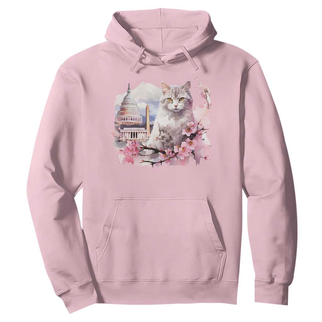 Washington DC Cat Cherry Blossoms Hoodie Capitol Building Monuments Memorials Sakura TS11 Light Pink Print Your Wear