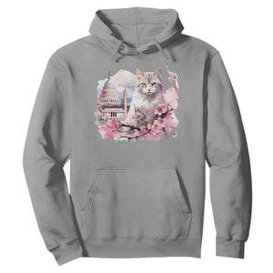 Washington DC Cat Cherry Blossoms Hoodie Capitol Building Monuments Memorials Sakura TS11 Sport Gray Print Your Wear