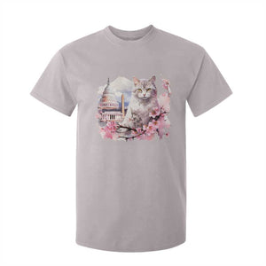Washington DC Cat Cherry Blossoms T Shirt For Kid Capitol Building Monuments Memorials Sakura TS11 Ice Gray Print Your Wear