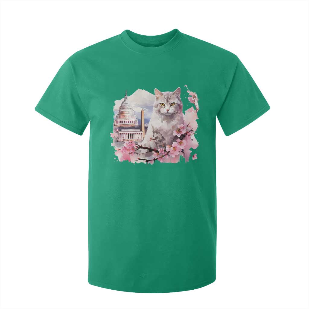 Washington DC Cat Cherry Blossoms T Shirt For Kid Capitol Building Monuments Memorials Sakura TS11 Irish Green Print Your Wear