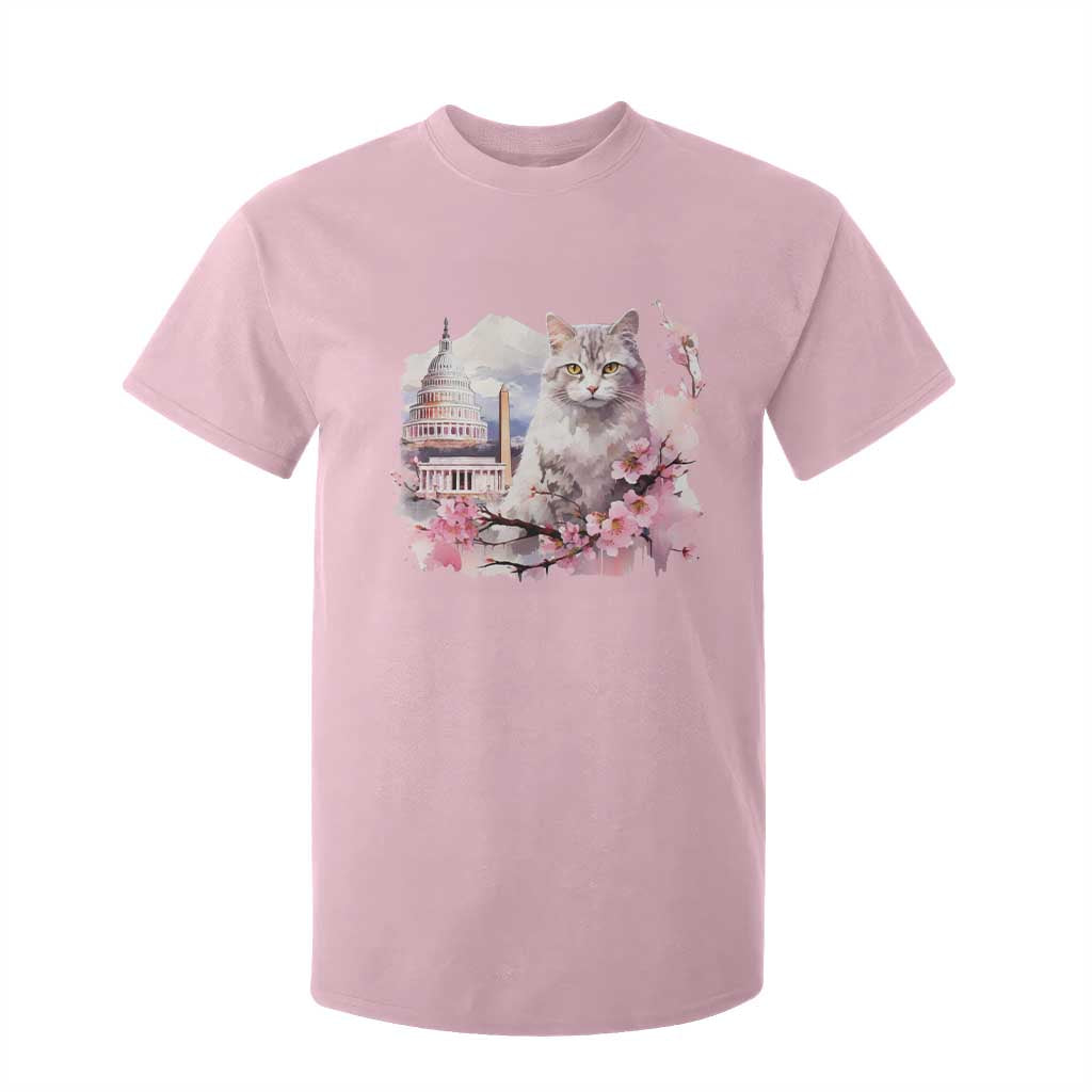 Washington DC Cat Cherry Blossoms T Shirt For Kid Capitol Building Monuments Memorials Sakura TS11 Light Pink Print Your Wear