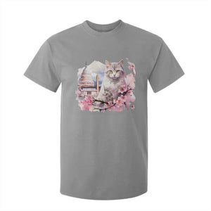 Washington DC Cat Cherry Blossoms T Shirt For Kid Capitol Building Monuments Memorials Sakura TS11 Sport Gray Print Your Wear