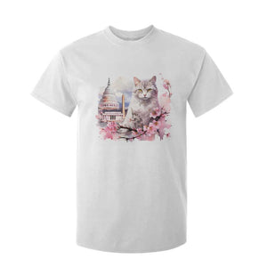Washington DC Cat Cherry Blossoms T Shirt For Kid Capitol Building Monuments Memorials Sakura TS11 White Print Your Wear
