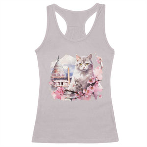 Washington DC Cat Cherry Blossoms Racerback Tank Top Capitol Building Monuments Memorials Sakura TS11 Ice Gray Print Your Wear