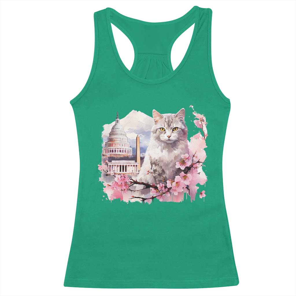 Washington DC Cat Cherry Blossoms Racerback Tank Top Capitol Building Monuments Memorials Sakura TS11 Irish Green Print Your Wear