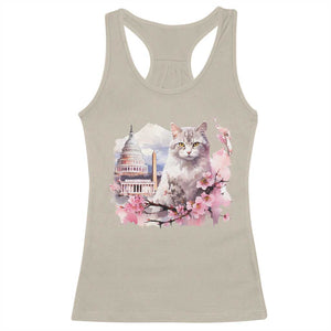 Washington DC Cat Cherry Blossoms Racerback Tank Top Capitol Building Monuments Memorials Sakura TS11 Sand Print Your Wear