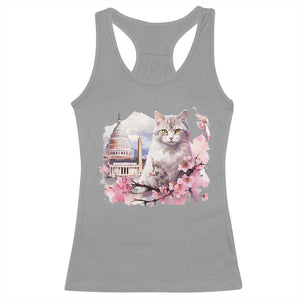 Washington DC Cat Cherry Blossoms Racerback Tank Top Capitol Building Monuments Memorials Sakura TS11 Sport Gray Print Your Wear