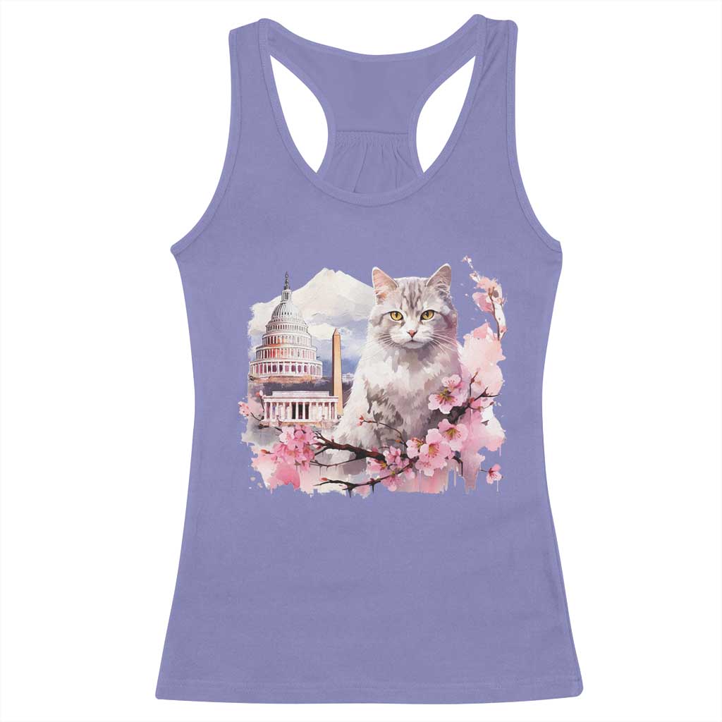 Washington DC Cat Cherry Blossoms Racerback Tank Top Capitol Building Monuments Memorials Sakura TS11 Violet Print Your Wear