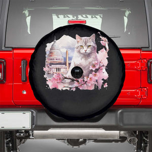 Washington DC Cat Cherry Blossoms Spare Tire Cover Capitol Building Monuments Memorials Sakura TS11 Black Print Your Wear