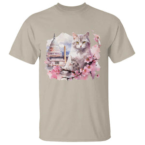 Washington DC Cat Cherry Blossoms T Shirt Capitol Building Monuments Memorials Sakura TS11 Sand Print Your Wear