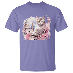 Washington DC Cat Cherry Blossoms T Shirt Capitol Building Monuments Memorials Sakura TS11 Violet Print Your Wear