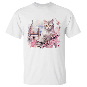 Washington DC Cat Cherry Blossoms T Shirt Capitol Building Monuments Memorials Sakura TS11 White Print Your Wear