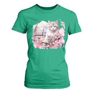 Washington DC Cat Cherry Blossoms T Shirt For Women Capitol Building Monuments Memorials Sakura TS11 Irish Green Print Your Wear