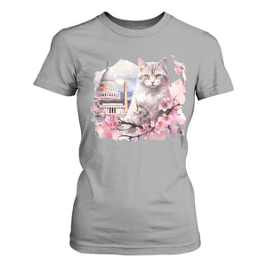 Washington DC Cat Cherry Blossoms T Shirt For Women Capitol Building Monuments Memorials Sakura TS11 Sport Gray Print Your Wear