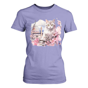Washington DC Cat Cherry Blossoms T Shirt For Women Capitol Building Monuments Memorials Sakura TS11 Violet Print Your Wear