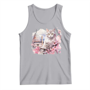 Washington DC Cat Cherry Blossoms Tank Top Capitol Building Monuments Memorials Sakura TS11 Athletic Heather Print Your Wear