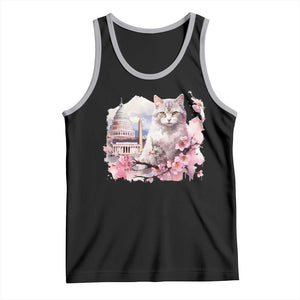 Washington DC Cat Cherry Blossoms Tank Top Capitol Building Monuments Memorials Sakura TS11 Black Athletic Heather Print Your Wear