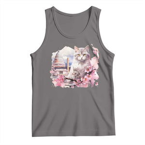 Washington DC Cat Cherry Blossoms Tank Top Capitol Building Monuments Memorials Sakura TS11 Deep Heather Print Your Wear