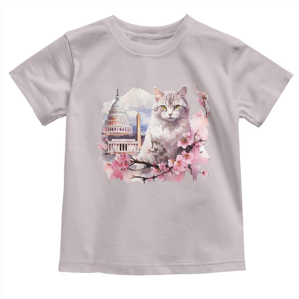 Washington DC Cat Cherry Blossoms Toddler T Shirt Capitol Building Monuments Memorials Sakura TS11 Ice Gray Print Your Wear