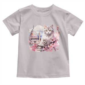 Washington DC Cat Cherry Blossoms Toddler T Shirt Capitol Building Monuments Memorials Sakura TS11 Ice Gray Print Your Wear