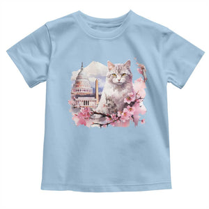 Washington DC Cat Cherry Blossoms Toddler T Shirt Capitol Building Monuments Memorials Sakura TS11 Light Blue Print Your Wear