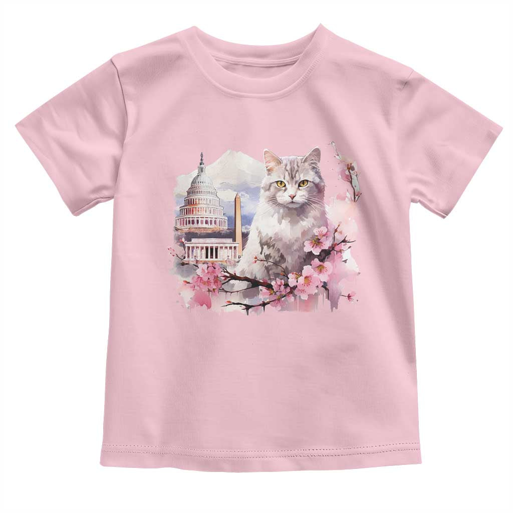 Washington DC Cat Cherry Blossoms Toddler T Shirt Capitol Building Monuments Memorials Sakura TS11 Light Pink Print Your Wear