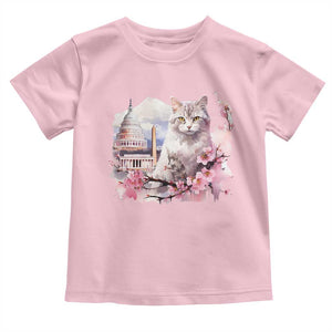 Washington DC Cat Cherry Blossoms Toddler T Shirt Capitol Building Monuments Memorials Sakura TS11 Light Pink Print Your Wear