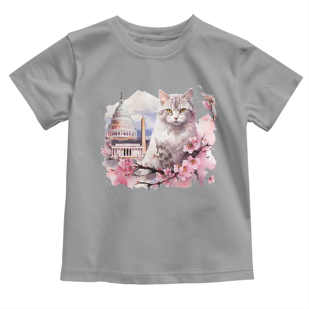 Washington DC Cat Cherry Blossoms Toddler T Shirt Capitol Building Monuments Memorials Sakura TS11 Sport Gray Print Your Wear