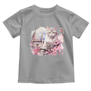 Washington DC Cat Cherry Blossoms Toddler T Shirt Capitol Building Monuments Memorials Sakura TS11 Sport Gray Print Your Wear