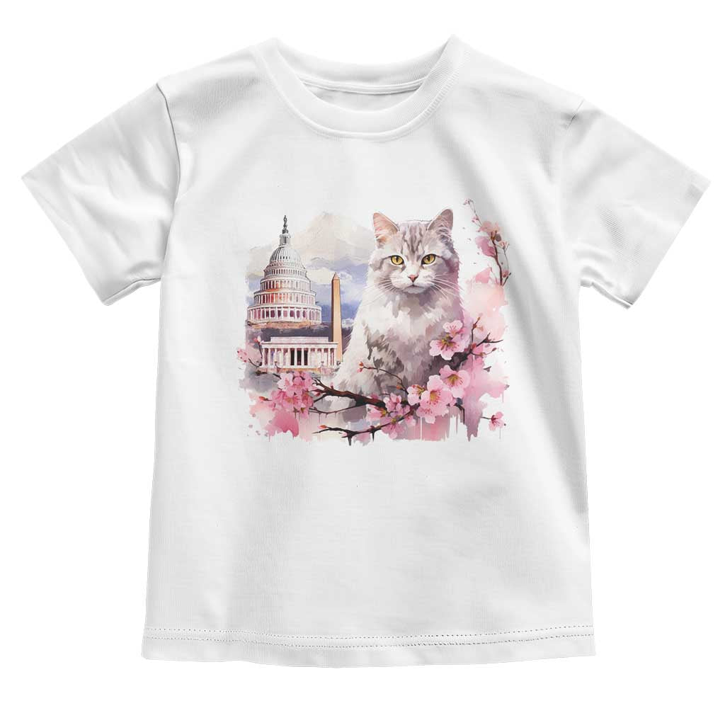 Washington DC Cat Cherry Blossoms Toddler T Shirt Capitol Building Monuments Memorials Sakura TS11 White Print Your Wear