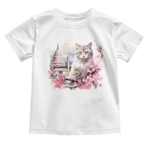 Washington DC Cat Cherry Blossoms Toddler T Shirt Capitol Building Monuments Memorials Sakura TS11 White Print Your Wear
