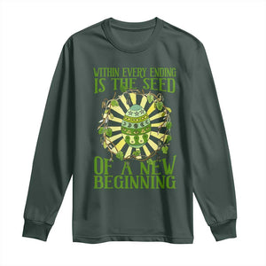 Within Every Ending Is The Seed Of A New Beginning Long Sleeve Shirt Ostara Pagan Eostre Easter Day TS11 Dark Forest Green Print Your Wear