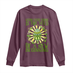 Within Every Ending Is The Seed Of A New Beginning Long Sleeve Shirt Ostara Pagan Eostre Easter Day TS11 Maroon Print Your Wear