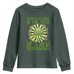 Within Every Ending Is The Seed Of A New Beginning Youth Sweatshirt Ostara Pagan Eostre Easter Day TS11 Dark Forest Green Print Your Wear