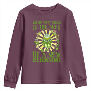 Within Every Ending Is The Seed Of A New Beginning Youth Sweatshirt Ostara Pagan Eostre Easter Day TS11 Maroon Print Your Wear