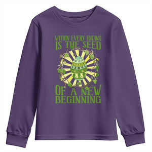 Within Every Ending Is The Seed Of A New Beginning Youth Sweatshirt Ostara Pagan Eostre Easter Day TS11 Purple Print Your Wear