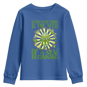 Within Every Ending Is The Seed Of A New Beginning Youth Sweatshirt Ostara Pagan Eostre Easter Day TS11 Royal Blue Print Your Wear