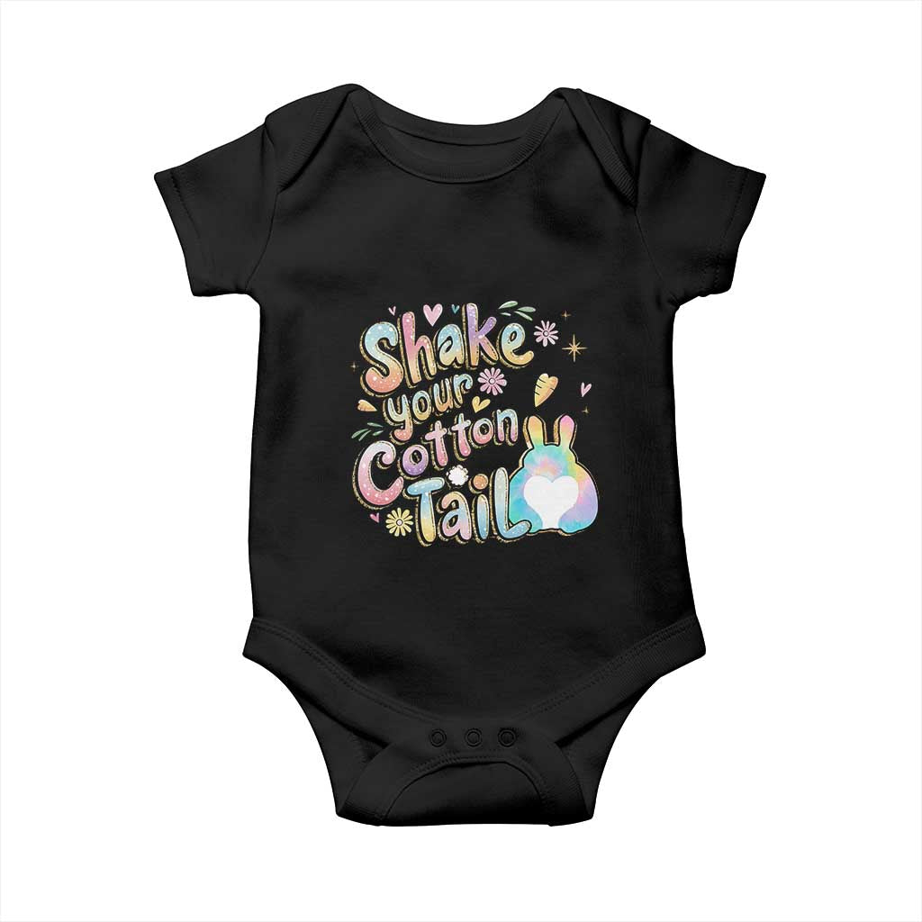 Funny Easter Day Retro Bunny Shake Your Cotton Tail Baby Onesie TS11 Black Print Your Wear