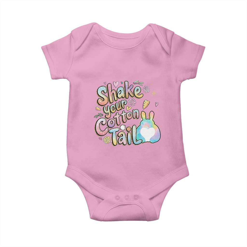 Funny Easter Day Retro Bunny Shake Your Cotton Tail Baby Onesie TS11 Light Pink Print Your Wear