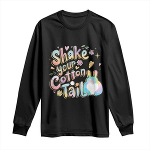 Funny Easter Day Retro Bunny Shake Your Cotton Tail Long Sleeve Shirt TS11 Black Print Your Wear