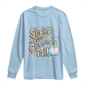 Funny Easter Day Retro Bunny Shake Your Cotton Tail Long Sleeve Shirt TS11 Light Blue Print Your Wear
